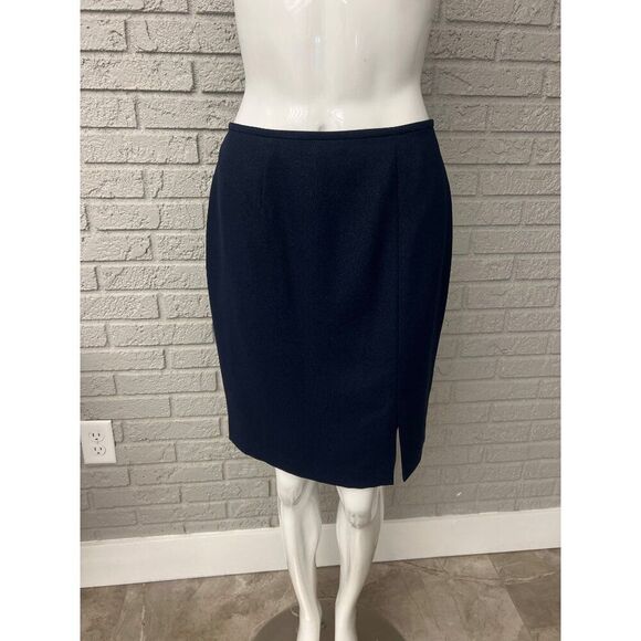 Le Suit Women Navy Sliver Shimmer Crepe 3 PCS Tank Skirt Jacket Suit Size 8P - Picture 5 of 15